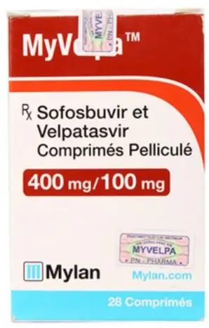Thuốc Myvelpa 400mg/100mg Mylan điều trị viêm gan C mạn tính (28 viên)