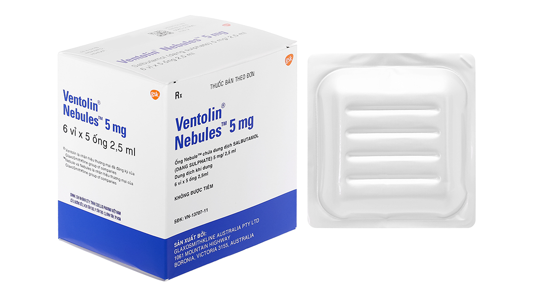 Dung dịch khí dung Ventolin Nebules 5mg GSK điều trị hoặc ngăn ngừa co thắt phế quản