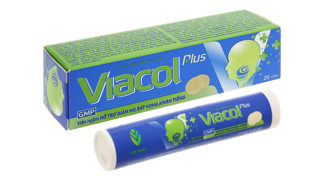 Viên ngậm Viacol plus (Hộp/tube/20 viên)