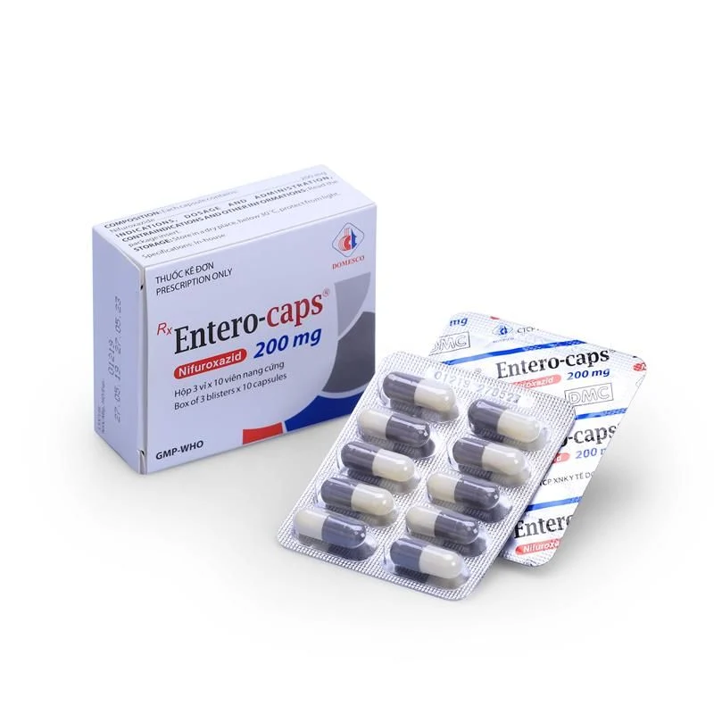 Thuốc Entero-Caps 200mg Domesco điều trị tiêu chảy cấp tính do nhiễm khuẩn (3 vỉ x 10 viên)