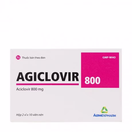 Viên nén Agiclovir 800 trị nhiễm virus thủy đậu và zona (2 vỉ x 10 viên)