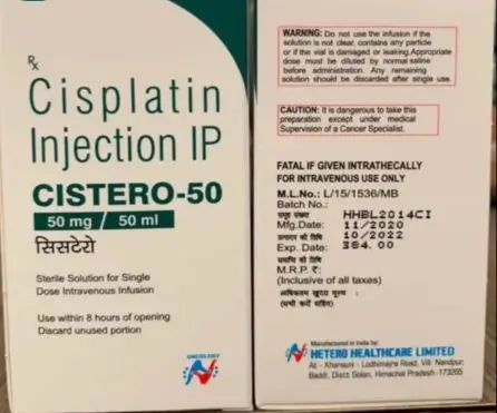Thuốc Cisplatin (50mg) Hetero Healthcare CISTERO 50mg Injection