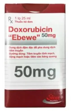 Thuốc Doxorubicin Ebewe 50mg/25ml điều trị các khối u đặc, ung thư hệ tạo máu và hệ lympho