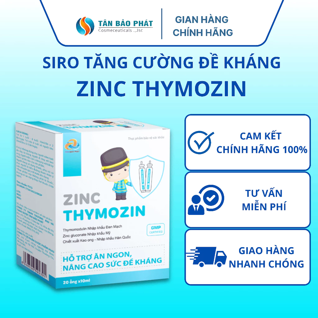Siro ZinC Thymozin – bổ sung kẽm, thymomodulin và các vitamin giúp kích thích ăn ngon miệng, tăng đề kháng