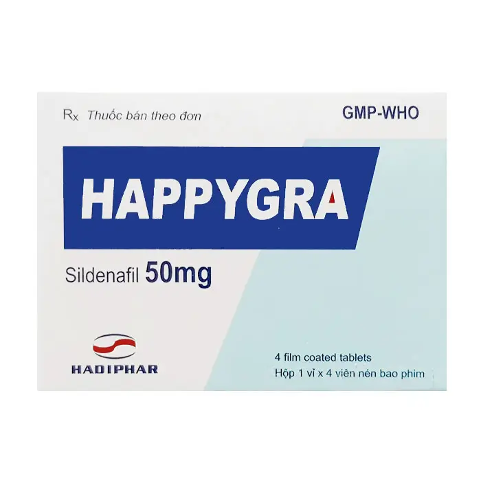 Thuốc Happygra 50mg (Sildenafil) hỗ trợ điều trị rối loạn cương dương ở nam giới