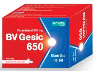 BV Gesic 650 – Hộp 10 vỉ x 10 viên viên nén bao phim –  điều trị các chứng đau và sốt từ nhẹ đến vừa.