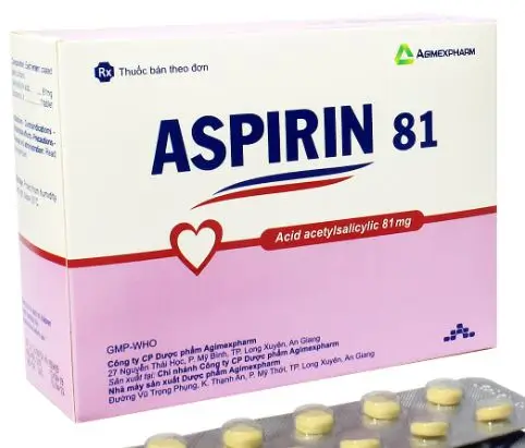 Thuốc Aspirin 81 Agimexpharm phòng ngừa nhồi máu cơ tim, đột quỵ (20 vỉ x 10 viên)