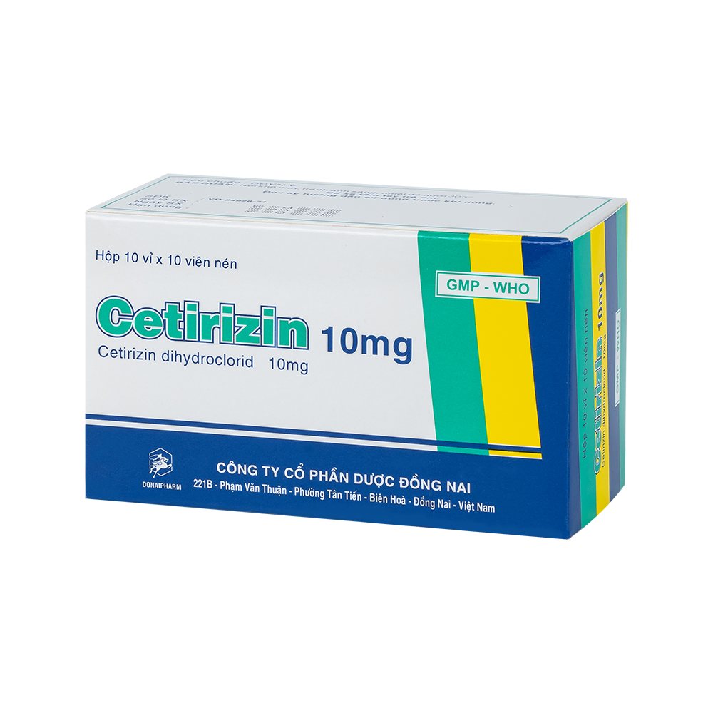 Cetirizin 10mg kháng Histamin- Hộp 10 vỉ x 10 viên nén – DonaiPharm