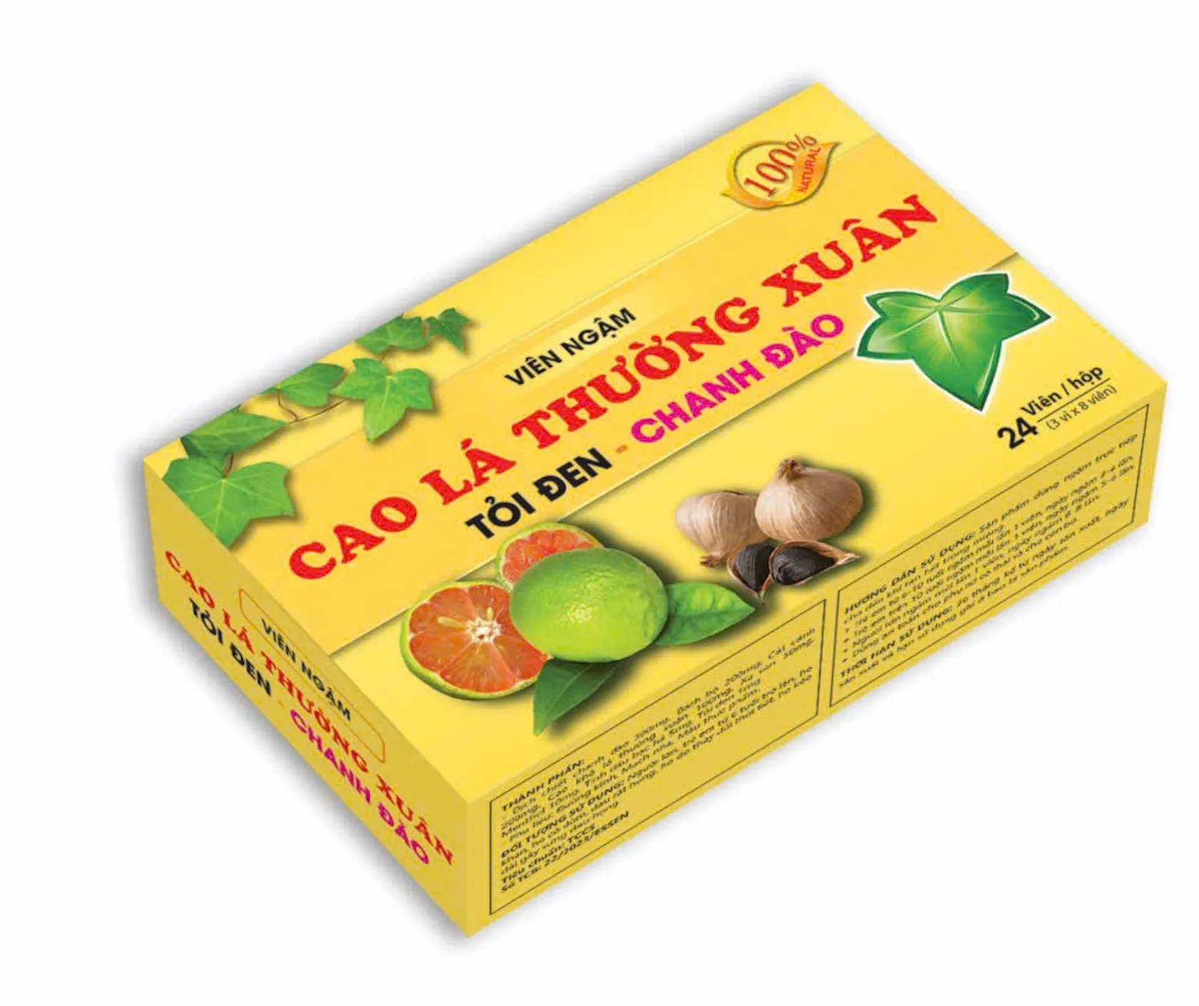 Kẹo ngậm ho Cao lá thường xuân tỏi đen chanh đào – bổ phế, giảm ho, dịu cổ họng