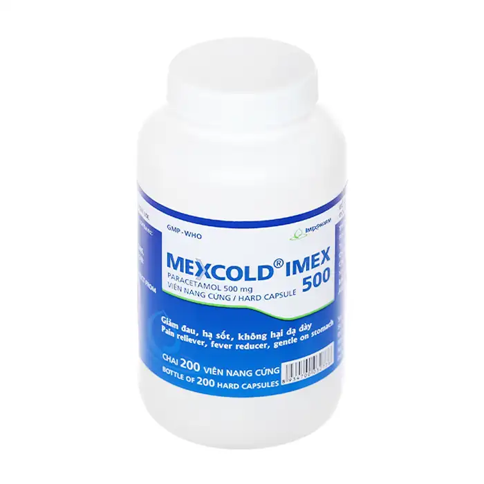 Mexcold Imex điều trị giảm đau hạ sốt - Chai 200 viên nang cứng - Imexpharm