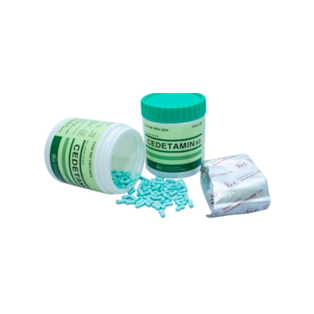Cedetamin Xanh Điều trị các trường hợp dị ứng da và mắt - Chai 500 viên nén - KhaPharco Pharm