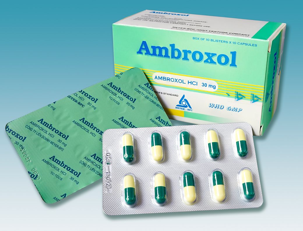 Ambroxol điều trị rối loạn dịch tiết phế quản- Hộp 10 vỉ x 10 viên nang cứng – Meyer Pharma