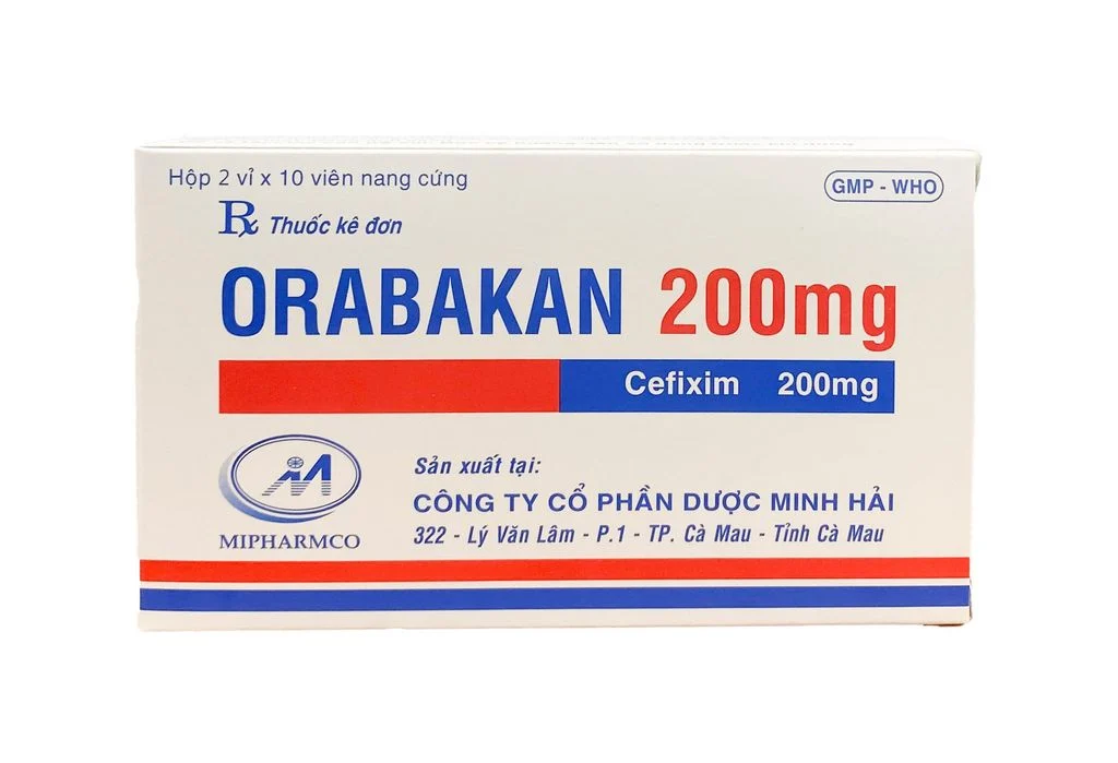 Orabakan 200 – Hộp 10 vỉ x 10 viên nang cứng – Mipharco (Cefixim 200mg)