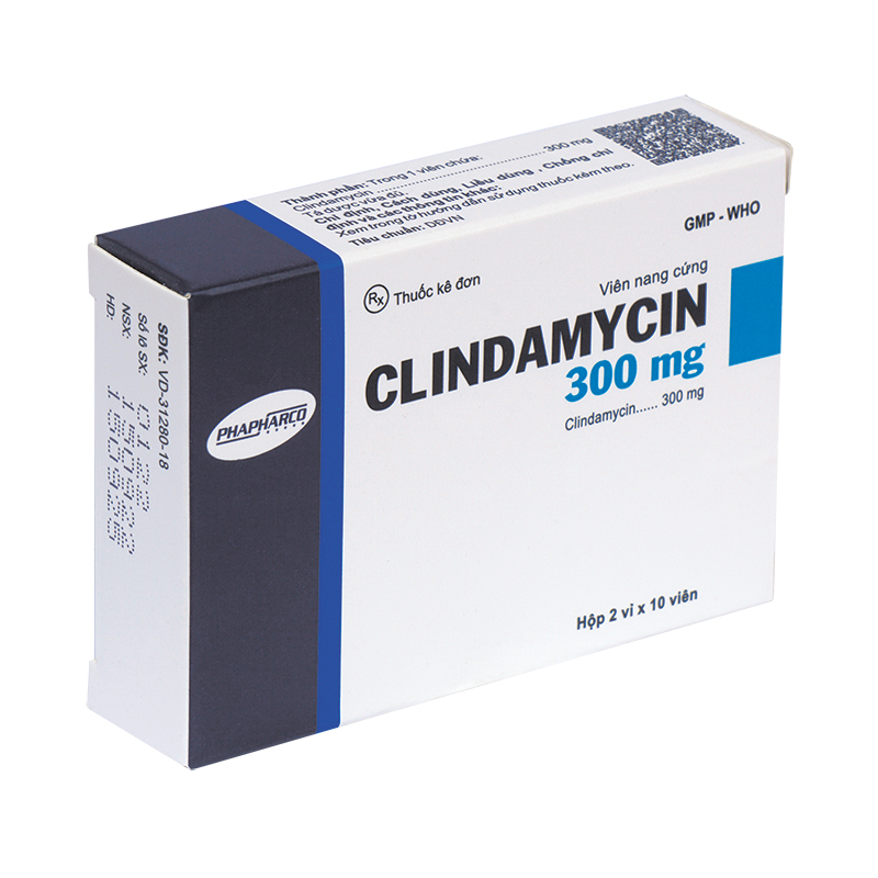 CLINDAMYCIN 300mg - điều trị nhiễm khuẩn (Hộp 2 vỉ x 10 viên)