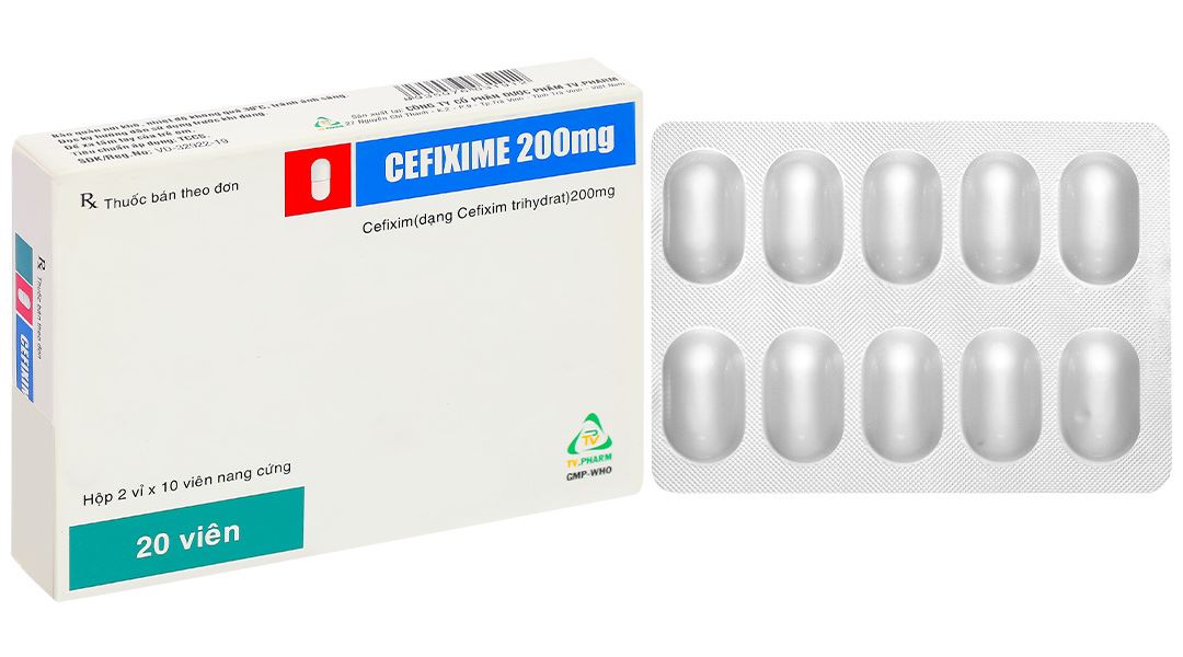 Viên nén Cefixime 200m kháng sinh điều trị nhiễm khuẩn (2 vỉ x 10 viên)