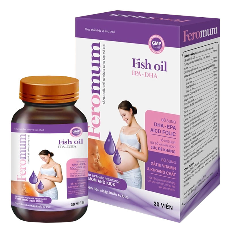 Feromum, Bổ sung DHA, EPA, Vitamin, khoáng chất cần thiết cho mẹ bầu (Hộp 1 lọ x 30 viên)