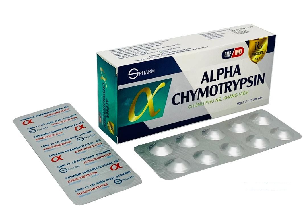 Thuốc giảm sưng, phù nề Alphachymotrypsin S.Pharm 4200 hộp 5 vỉ x 10 viên