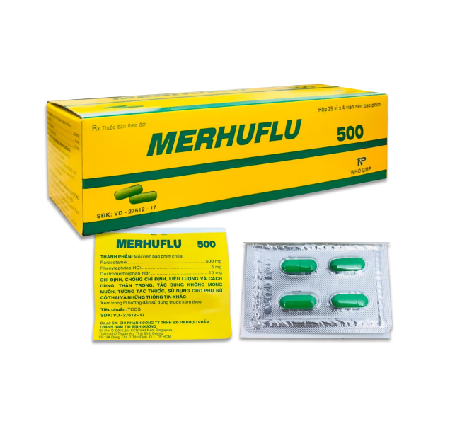 Merhuflu điều trị cảm cúm (Hộp 25 vỉ x 4 viên )