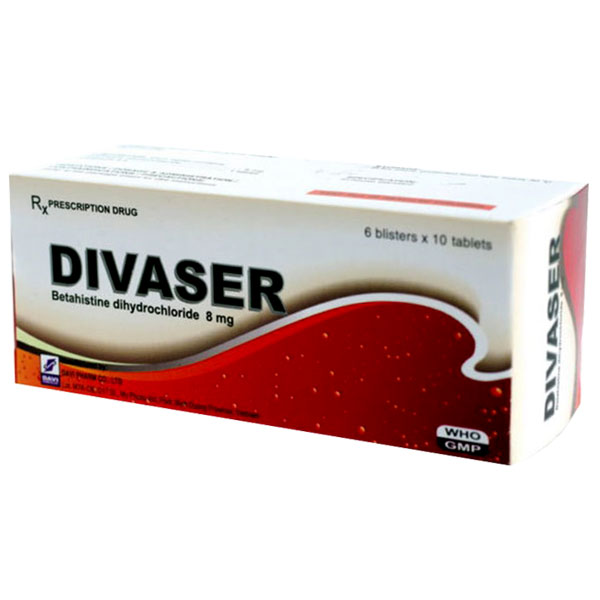 Thuốc Divaser, điều trị triệu chứng chóng mặt tiền đình (Hộp 10 vỉ x 10 viên)