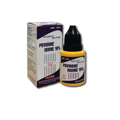 Dung dịch Povidone Iodine 10% sát khuẩn hiệu quả, an toàn, phổ biến (Hộp 1 chai x 20ml)