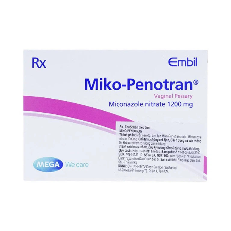 Viên đặt âm đạo Miko-Penotran MEGA We care hỗ điều trị nấm candida 1200mg (1 viên)