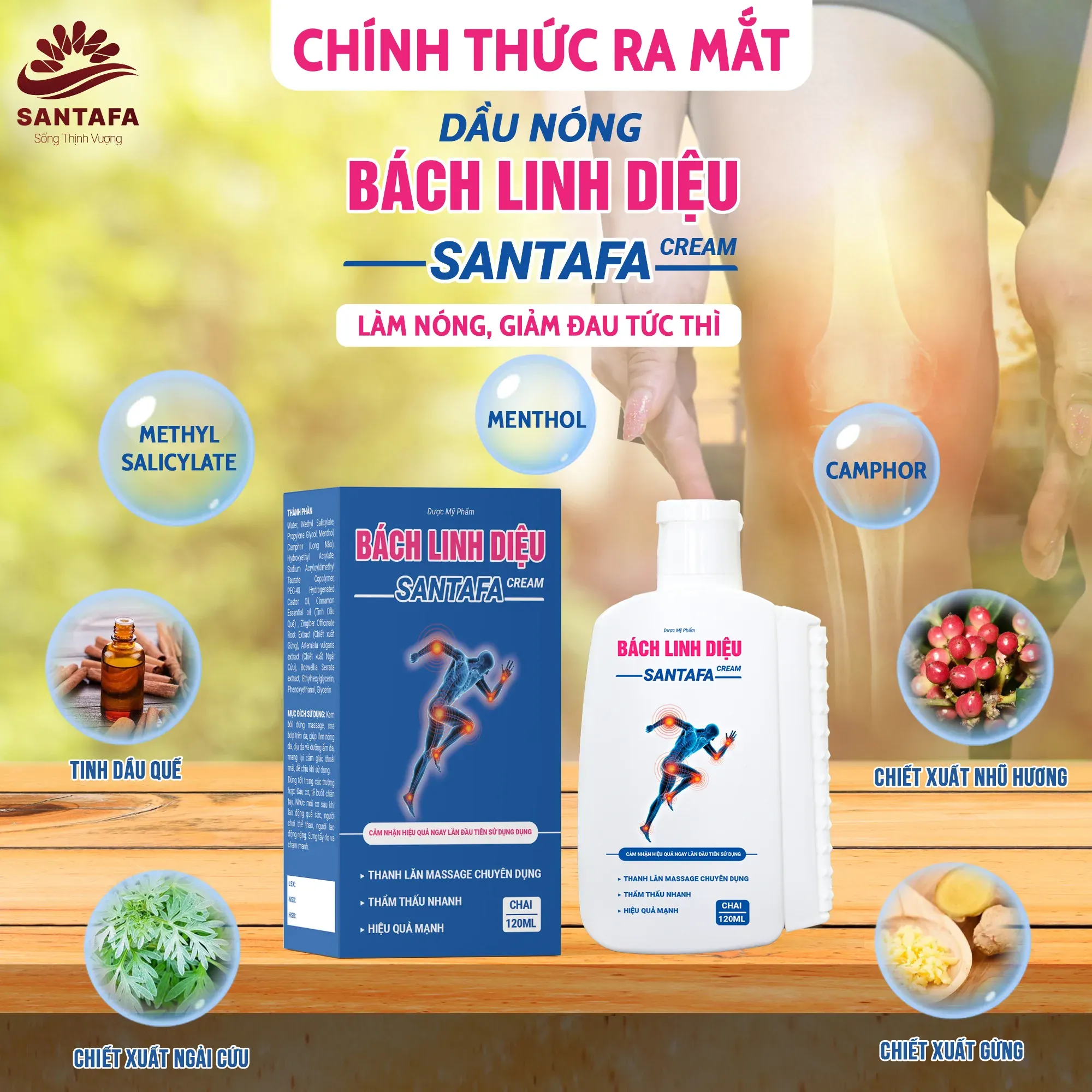 Dầu Nóng Bách Linh Diệu Santafa Cream – Massage Giảm Đau Cơ, Nhức Mỏi, Tê Buốt Chân