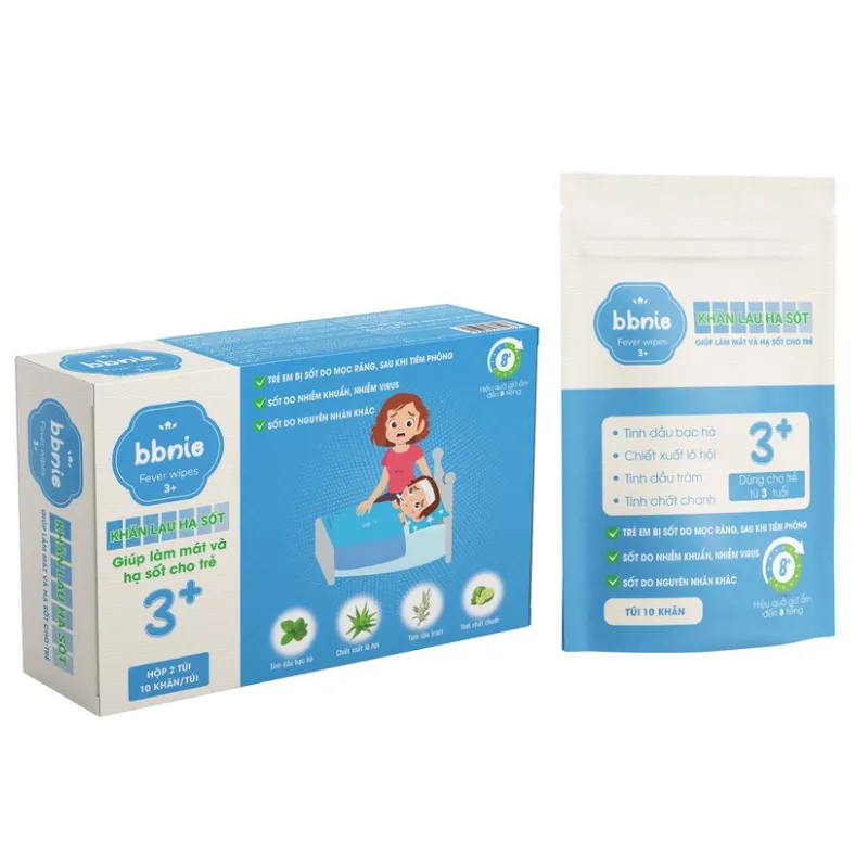 BBNIE Khăn Lau Hạ Sốt Cho Trẻ Từ 3 Tuổi – Hạ Nhiệt Tức Thì, Ngăn Co Giật, An Toàn