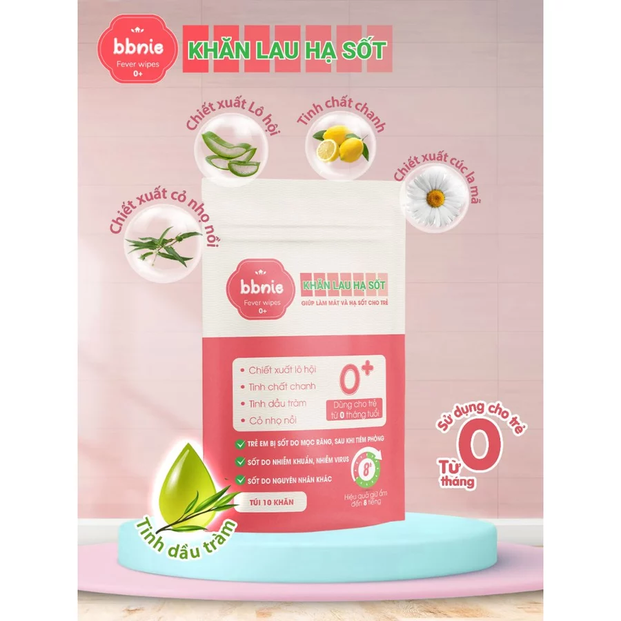 BBNIE Khăn Lau Hạ Sốt 0+ – Hạ Nhiệt Tức Thì, Ngăn Co Giật, An Toàn Cho Trẻ Sơ Sinh Từ 0 Tháng