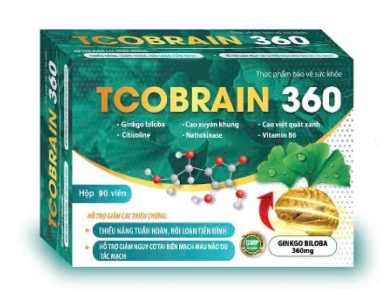 TCOBRAIN 360 TCOPHAR 90 Viên - Hỗ Trợ Tuần Hoàn Não, Giảm Đau Đầu, Tăng Trí Nhớ