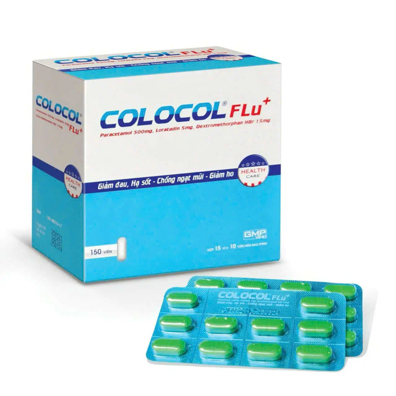 COLOCOL FLU+ điều trị các triệu chứng cảm cúm (Hộp 15 vỉ x 10 viên)