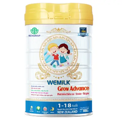 Sữa bột dinh dưỡng hỗ trợ tăng chiều cao, trí não cho trẻ trên 1 tuổi. Wemilk Advance Grow IQ 900gr