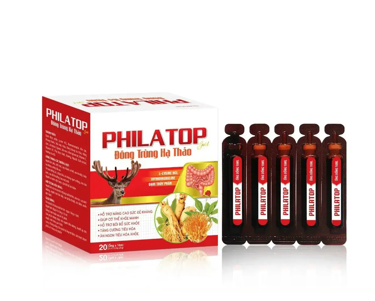 Siro ăn ngon cho bé PHILATOP yến sào, đông trùng hạ thảo giúp bé ăn ngon miệng, tăng đề kháng, tăn cường sức khỏe-20 ống