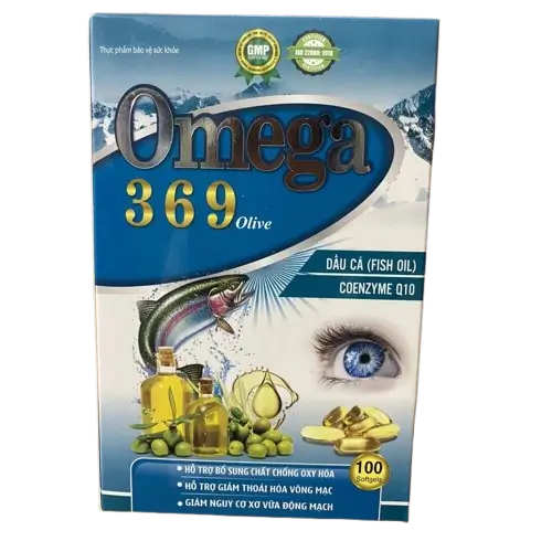 Viên dầu cá OMEGA 3 6 9 Olive Q10 tinh dầu óc chó Hộp 100 viên giúp bổ mắt bổ tim mạch