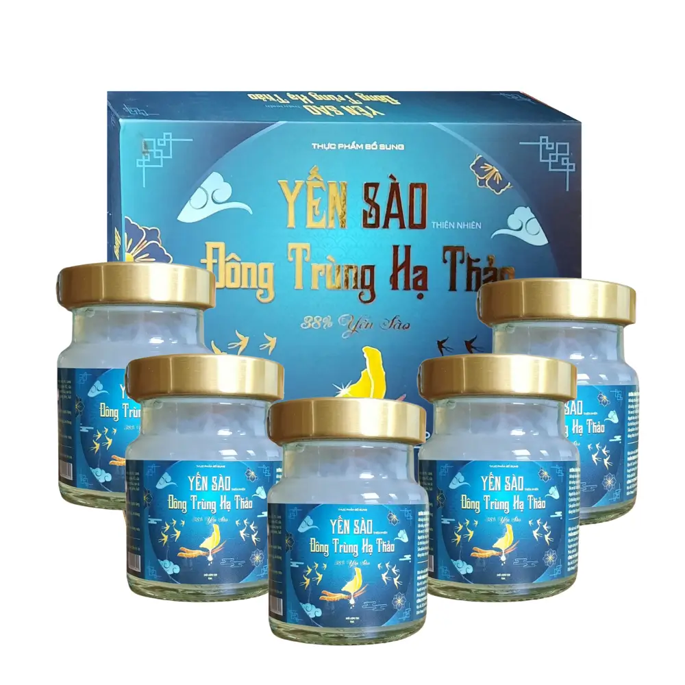 Yến sào Đông Trùng Hạ Thảo giúp tăng sức khoẻ, tiêu hoá tốt Hộp 6 hũ