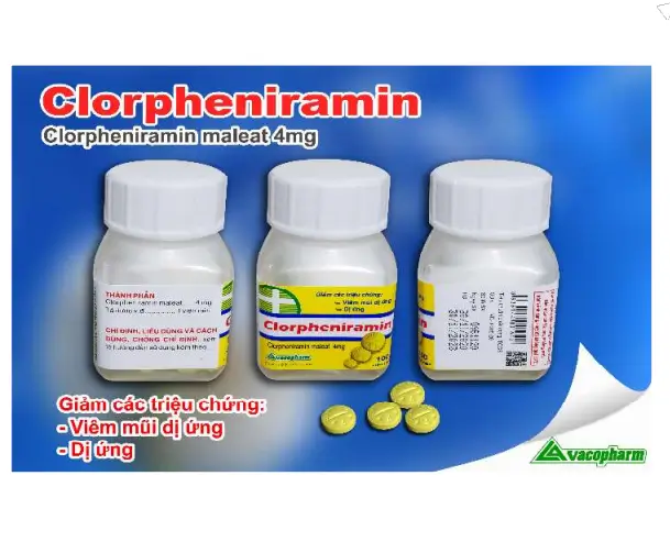 Clorpheniramin 4mg Vacopharm (Chai 100 viên ) - Thuốc dị ứng