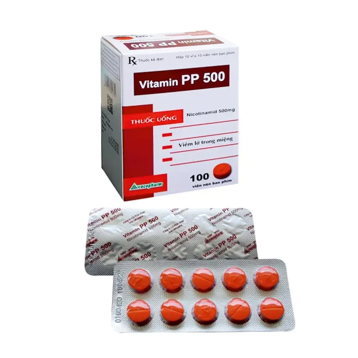 Vitamin PP 500mg Vacopharm (Hộp 10 vỉ x 10 viên) – Bổ sung vitamin PP