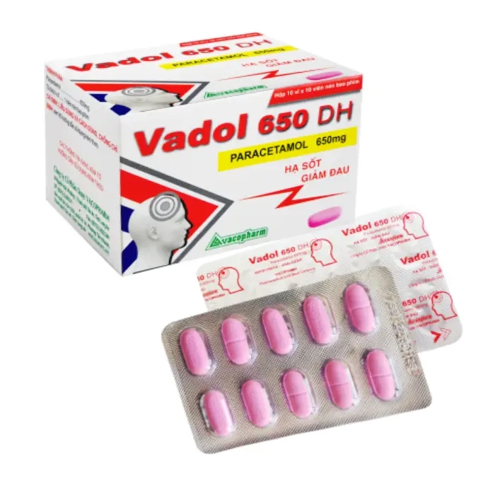 Vadol 650 DH Vacopharm (Hộp 10 vỉ x 10 viên) – Thuốc giảm đau hạ sốt