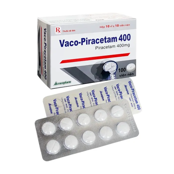 Vaco-Piracetam 400mg Vacopharm (Hộp 10 vỉ x 10 viên) – Thuốc điều trị chóng mặt, suy giảm trí nhớ