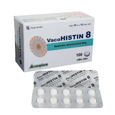 Vacohistin 8 Vacopharm - Thuốc điều trị chóng mặt do nguyên nhân tiền đình (Hộp 10 vỉ x 10 viên)