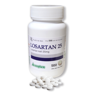 LOSARTAN 25 Vacopharm - điều trị tăng huyết áp, suy tim, bệnh thận do đái tháo đường  (Chai 500 viên)