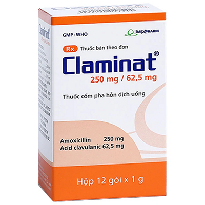 Thuốc Claminat 250/62.5mg Imexpharm điều trị nhiễm khuẩn do các vi khuẩn nhạy cảm (12 gói)