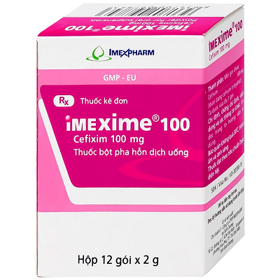 Hỗn dịch uống Imexime 100 Imexpharm điều trị nhiễm khuẩn đường tiết niệu, viêm thận – bể thận (12 gói x 2g)