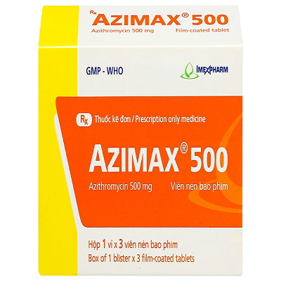 AZIMAX 500 VNB,H/3 trị nhiễm khuẩn (1 vỉ x 3 viên)