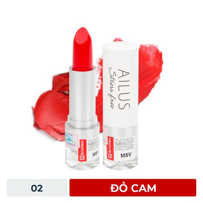 Son môi Ailus Stress Free Lipstick RD2 (4g) Son lì mịn môi RD2 (Màu đỏ cam)