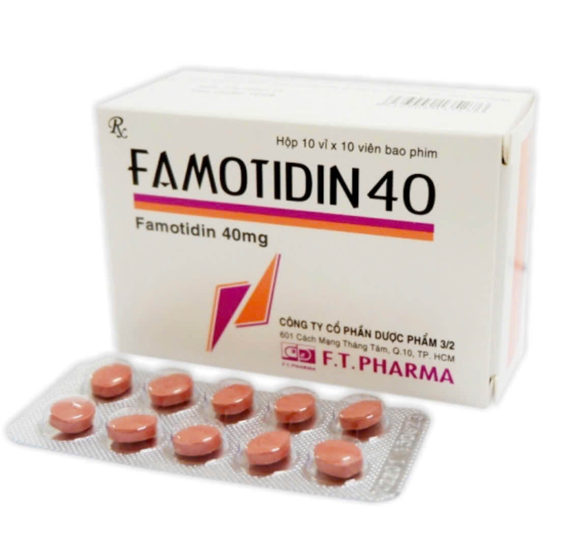 Thuốc điều trị viêm loét dạ dày tá tràng Famotidin 40mg F.T Pharma (10 vỉ x 10 viên/hộp)