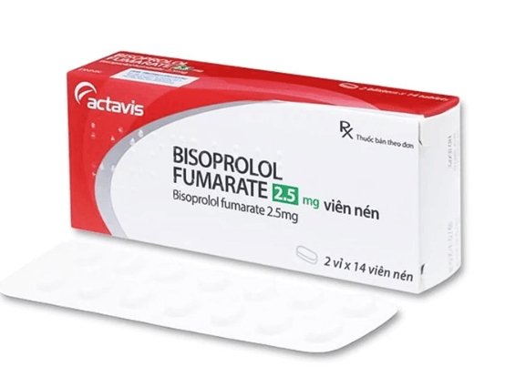 Thuốc Bisoprolol Fumarate 2.5mg Actavis điều trị tăng huyết áp, đau thắt ngực ổn định mạn tính (2 vỉ x 14 viên)