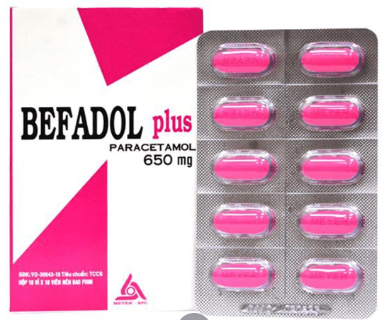 Thuốc Befadol Plus 650mg Meyer giảm đau, hạ sốt (10 vỉ x 10 viên)