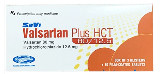Thuốc Savi Valsartan Plus HCT 80/12.5 điều trị tăng huyết áp (3 vỉ x 10 viên)