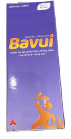 Siro giảm đau, hạ sốt cho trẻ em Bavui 100mg/5ml hộp 1 lọ 60ml
