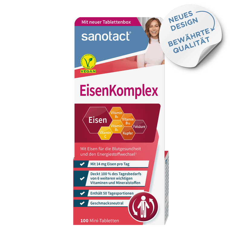 Viên bổ máu Sanotact EisenKomplex - Bổ sung sắt, vitamin B12, B6, B2 và Acid Folic từ Đức hiệu quả